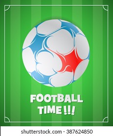 Concept soccer ball on the field. Good for France Euro Cup 2016 illustrations