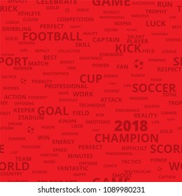 Concept Soccer / Football Background. Sport Seamless Pattern From Text. Vector Illustration