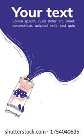 Concept of social distance in beach. Cact with a man lying on his back. drawn in flat style, vector