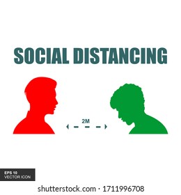 The concept of social distance icons. Keep a distance of 2 meters. Prevent the spread of infection. Vector illustration.