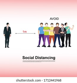 Concept of social distancing campaign,keep spaced between people to avoid spreading illness during transmission of COVID-19 outbreak