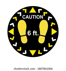 Concept social distancing. People should stand here or wait here on the floor sticker shoe print. Line up, queue line, new normal. Vector illustration in flat design. 