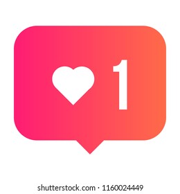 Concept of a social icon illustration. Vector app. One new like appreciation.