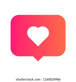 Concept of a social icon illustration. Vector app. One new like appreciation.