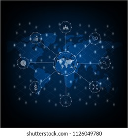 Concept of social media interactions between cities is convenient background image, communication technology between the world.