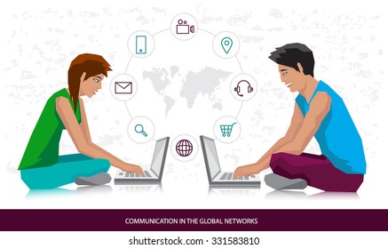 Concept of social media network. Flat style vector illustration isolated on white background.
