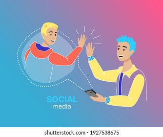 Concept of Social Media with people, flat design, vector illustration, for graphic and web design