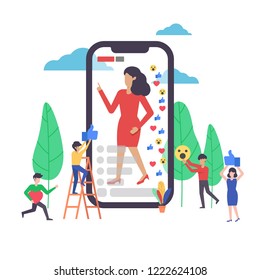 Concept social media, vector flat illustration