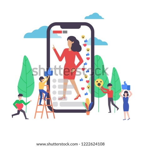 Concept social media, vector flat illustration