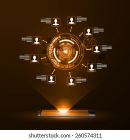 The concept of social network background with icons.