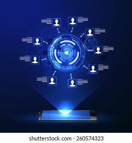 The concept of social network background with icons.