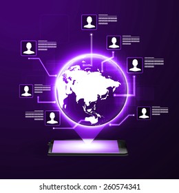 The concept of social network background with icons.