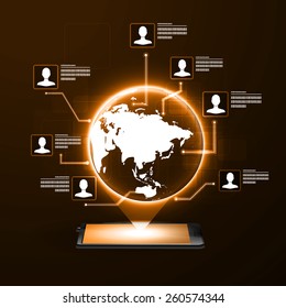 The concept of social network background with icons.