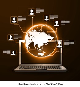 The concept of social network background with icons.