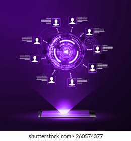 The concept of social network background with icons.