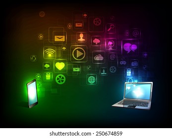 The concept of social network background with people and icons.
