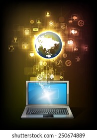 The concept of social network background with people and icons.