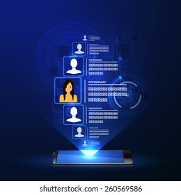 The concept of social network background with people and icons.