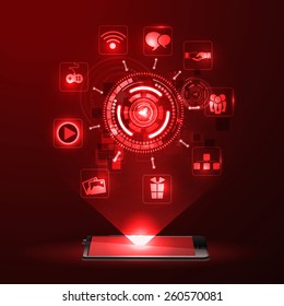 The concept of social network background with people and icons.