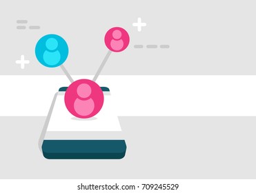 Concept of social network invite people, online conference group vector illustration