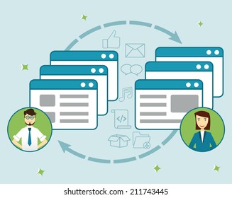 Concept social network. Sharing information - vector illustration