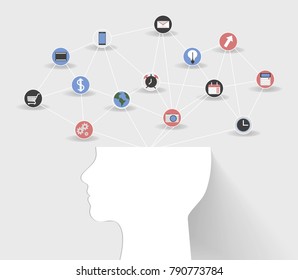 The concept of social networking. organizer. Connected apps.