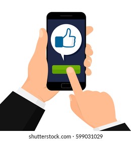 Concept of social networks. I like it button. Vector illustration, flat design.