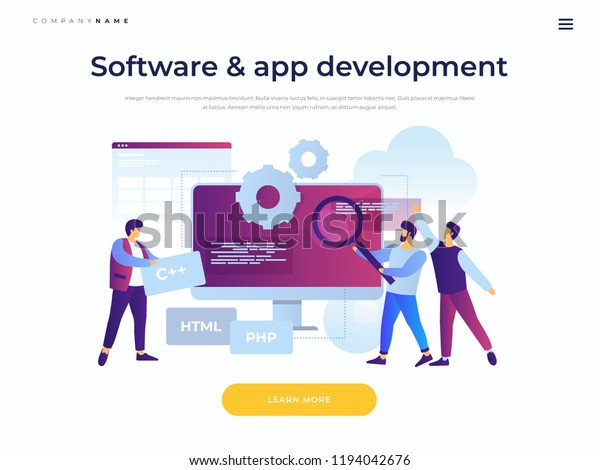 Concept Software Development Applications Team Young Stock Vector ...