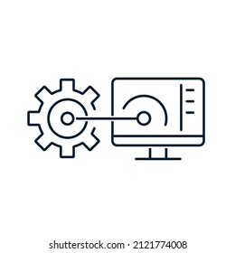 The Concept Of Software Development, Automation Technology, System Security Update, Data Processing, Machine Learning, Artificial Intelligence, Technical Support And Maintenance. Vector Icon Isolated 