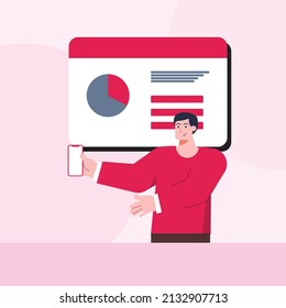 the concept of someone's illustration is a presentation using a smartphone and shows a graph