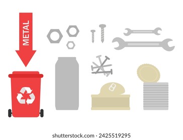 The concept of sorting. Sorting metal to metal container