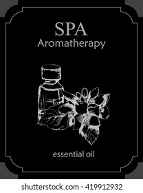 the concept of Spa procedure with essential oil of jasmine on the black background