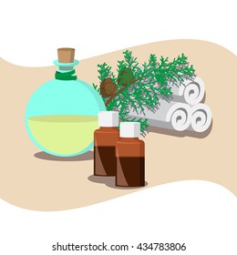 the concept of Spa procedure with essential oil of cypress 