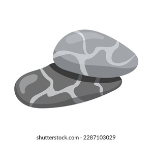 Concept Spa stones with texture stack. This flat web illustration concept showcases a range of black and grey stone textures. Vector illustration.