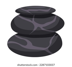 Concept Spa stones with texture stack. This is a flat web illustration concept featuring black and grey stone textures, designed for a spa salon. Vector illustration.
