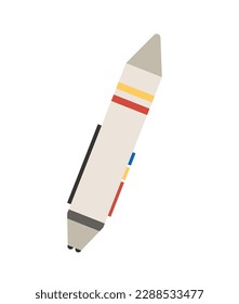 Concept Space ship transport. This flat concept illustration features a vector of a colorful satellite floating in the cosmos, set against a clean white background. Vector illustration.