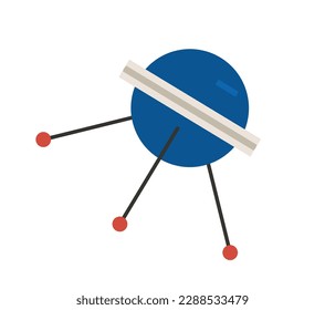 Concept Space ship transport. This flat concept illustration features a vector of a futuristic satellite floating in space, set against a clean white background. Vector illustration.