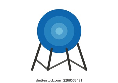 Concept Space ship transport. This flat concept illustration features a vector of a retro-style satellite floating in space, set against a clean white background. Vector illustration.