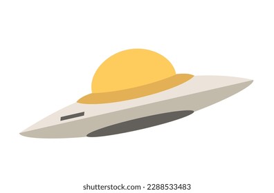Konzept für den Transport von Raumschiffen. Diese flache Concept-Illustration weist einen Vektorgrafik eines minimalistischen Satelliten auf, der im All schwebt und auf sauberem weißem Hintergrund steht. Vektorgrafik.