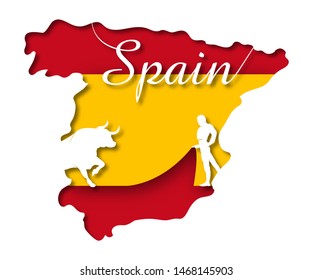 Concept of Spain in paper art style