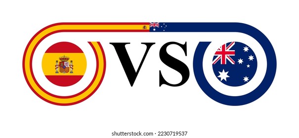 the concept of spain vs australia. vector illustration isolated on white background