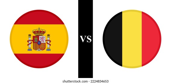 the concept of spain vs belgium. flags of spanish and belgian. vector illustration