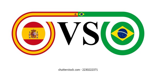 the concept of spain vs brazil. vector illustration isolated on white background