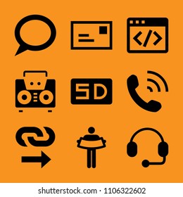 concept, speaker, search, pc, wave and corporate icon vector set. Flat vector design with filled icons. Designed for web and software interfaces