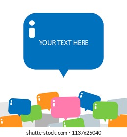 Concept for speaking differently. Blue cute bubble speech among colorful speak frame. EPS10 editable vector file. 