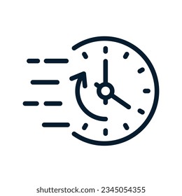 The concept of speed, fast hours. Vector icon isolated on white background.