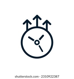 The concept of speeding up time, increasing productivity. Vector icon isolated on white background.