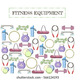 Concept of sport equipment background. Vector illustration icon set
