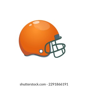 Concepto Deportes casco de rugby de fútbol. La ilustración es un diseño plano, vector de un casco de rugby anaranjado. El concepto se centra en el rugby y el casco sirve. Ilustración vectorial.