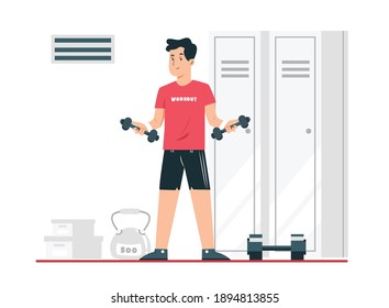 THE CONCEPT OF SPORT FOR HEALTH: Raising a barbell to tighten muscles